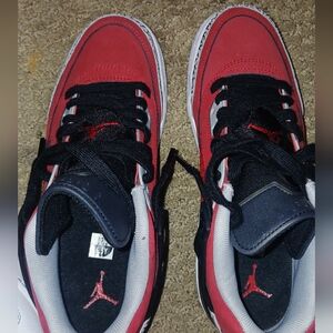 JORDANS 6.5Y Kids Red and Black Sneakers
